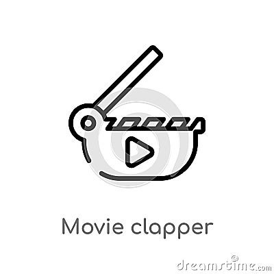 outline movie clapper vector icon. isolated black simple line element illustration from cinema concept. editable vector stroke Vector Illustration