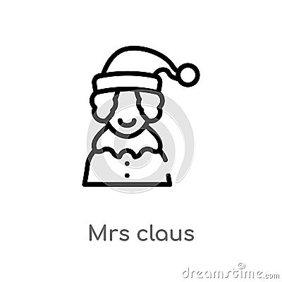 outline mrs claus vector icon. isolated black simple line element illustration from christmas concept. editable vector stroke mrs Vector Illustration