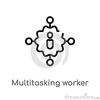 outline multitasking worker vector icon. isolated black simple line element illustration from user interface concept. editable Vector Illustration