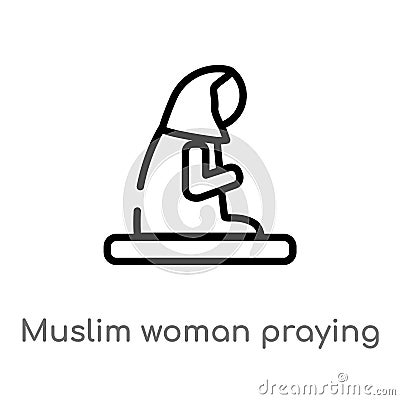 outline muslim woman praying vector icon. isolated black simple line element illustration from religion-2 concept. editable vector Vector Illustration