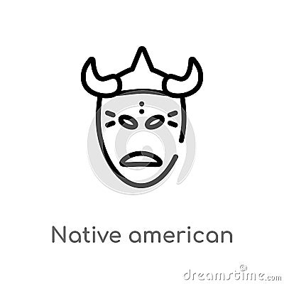 outline native american mask vector icon. isolated black simple line element illustration from culture concept. editable vector Vector Illustration