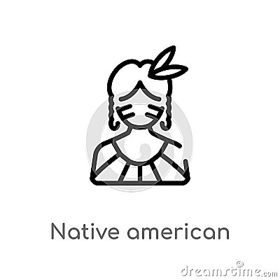 outline native american vector icon. isolated black simple line element illustration from wild west concept. editable vector Vector Illustration