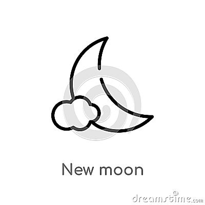 outline new moon vector icon. isolated black simple line element illustration from weather concept. editable vector stroke new Vector Illustration