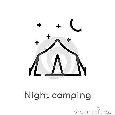 outline night camping vector icon. isolated black simple line element illustration from food concept. editable vector stroke night Vector Illustration