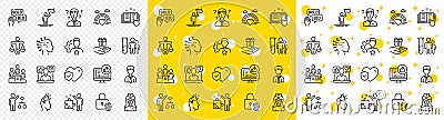 Outline Nurse, Algorithm and Business podium line icons. For web app. Vector Vector Illustration