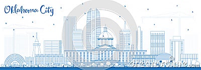 Outline Oklahoma City Skyline with Blue Buildings. Stock Photo