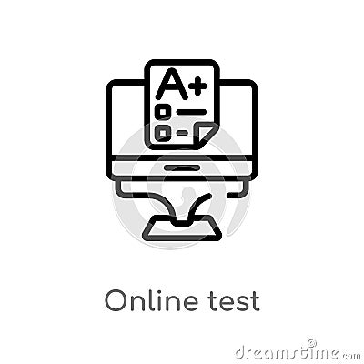 outline online test vector icon. isolated black simple line element illustration from education concept. editable vector stroke Vector Illustration