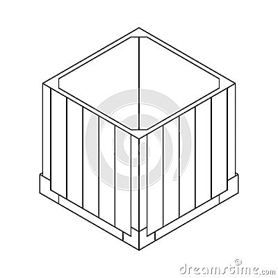 Outline open air drop box from the game PlayerUnknowns Battlegrounds. PUBG. Isometric container. Battle royal concept. Vector. Vector Illustration