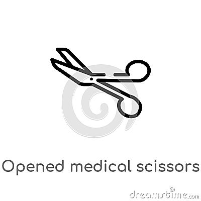 outline opened medical scissors vector icon. isolated black simple line element illustration from medical concept. editable vector Vector Illustration