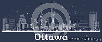 Outline Ottawa Canada City Skyline with White Buildings Stock Photo