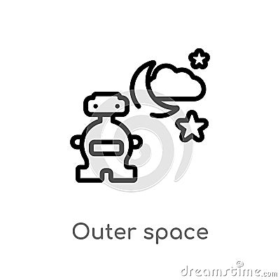 outline outer space vector icon. isolated black simple line element illustration from artificial intellegence concept. editable Vector Illustration