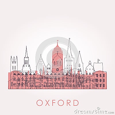 Outline Oxford skyline with landmarks. Vector Illustration