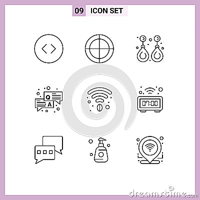 Outline Pack of 9 Universal Symbols of coffee, chat, fashion, question, answer Vector Illustration