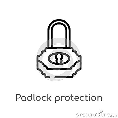 outline padlock protection active vector icon. isolated black simple line element illustration from security concept. editable Vector Illustration