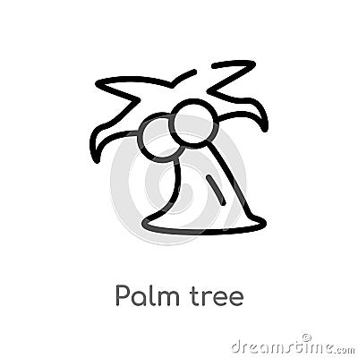 Outline palm tree vector icon. isolated black simple line element illustration from brazilia concept. editable vector stroke palm Vector Illustration