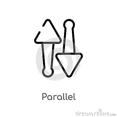 outline parallel vector icon. isolated black simple line element illustration from geometry concept. editable vector stroke Vector Illustration