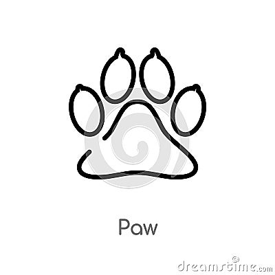 outline paw vector icon. isolated black simple line element illustration from animals concept. editable vector stroke paw icon on Vector Illustration