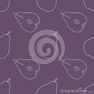 Outline pear fruit seamless. Vector Illustration