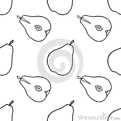 Outline pear fruit seamless. Vector Illustration