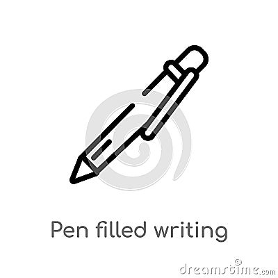 outline pen filled writing tool vector icon. isolated black simple line element illustration from user interface concept. editable Vector Illustration
