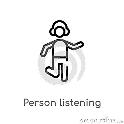 outline person listening vector icon. isolated black simple line element illustration from people concept. editable vector stroke Vector Illustration