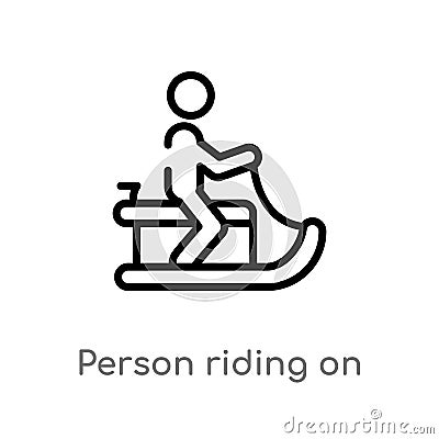 outline person riding on sleigh vector icon. isolated black simple line element illustration from sports concept. editable vector Vector Illustration