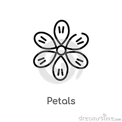 outline petals vector icon. isolated black simple line element illustration from nature concept. editable vector stroke petals Vector Illustration