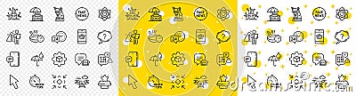 Outline Phone message, Puzzle options and Search employee line icons. For web app. Vector Vector Illustration