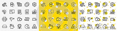 Outline Photo album, Timer and Seo idea line icons. For web app. Vector Vector Illustration