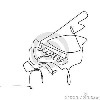 Piano player one line drawing Vector Illustration