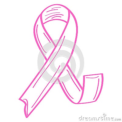 Outline of a pink ribbon. Breast cancer campaign Vector Illustration