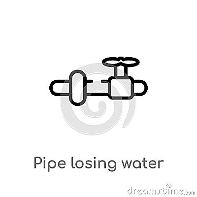 outline pipe losing water vector icon. isolated black simple line element illustration from tools and utensils concept. editable Vector Illustration