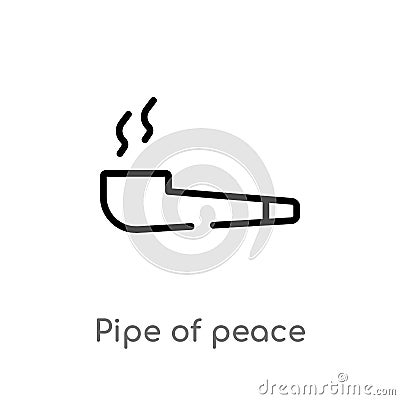 outline pipe of peace vector icon. isolated black simple line element illustration from culture concept. editable vector stroke Vector Illustration