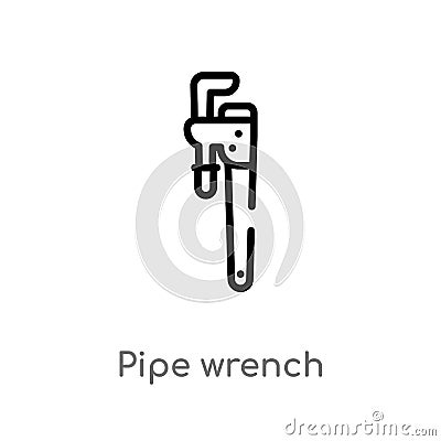 outline pipe wrench vector icon. isolated black simple line element illustration from other concept. editable vector stroke pipe Vector Illustration