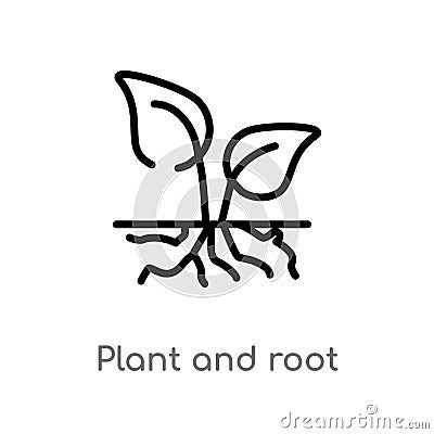outline plant and root vector icon. isolated black simple line element illustration from ecology concept. editable vector stroke Vector Illustration
