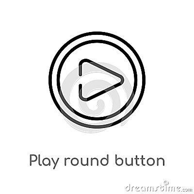 outline play round button vector icon. isolated black simple line element illustration from logo concept. editable vector stroke Vector Illustration