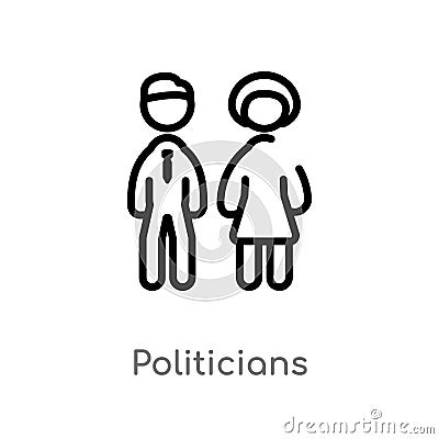 outline politicians vector icon. isolated black simple line element illustration from political concept. editable vector stroke Vector Illustration