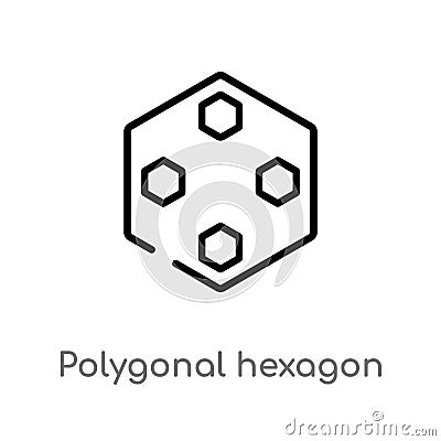 outline polygonal hexagon vector icon. isolated black simple line element illustration from geometry concept. editable vector Vector Illustration