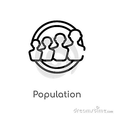 outline population vector icon. isolated black simple line element illustration from digital economy concept. editable vector Vector Illustration
