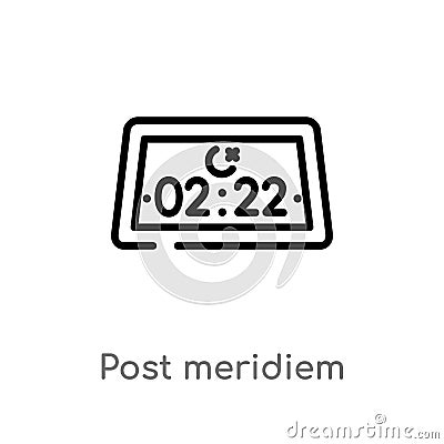 outline post meridiem vector icon. isolated black simple line element illustration from time and date concept. editable vector Vector Illustration