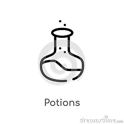 outline potions vector icon. isolated black simple line element illustration from gaming concept. editable vector stroke potions Vector Illustration