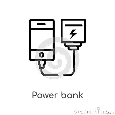 outline power bank vector icon. isolated black simple line element illustration from user interface concept. editable vector Vector Illustration