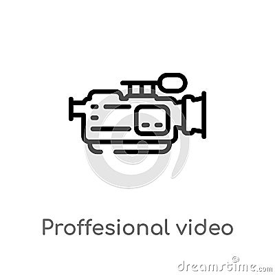 outline proffesional video camera vector icon. isolated black simple line element illustration from cinema concept. editable Vector Illustration