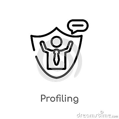 outline profiling vector icon. isolated black simple line element illustration from gdpr concept. editable vector stroke profiling Vector Illustration