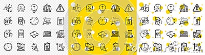 Outline Qr code, Cloud download and Clock line icons. For web app. Vector Vector Illustration