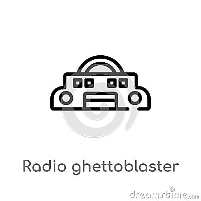 outline radio ghettoblaster vector icon. isolated black simple line element illustration from music concept. editable vector Vector Illustration
