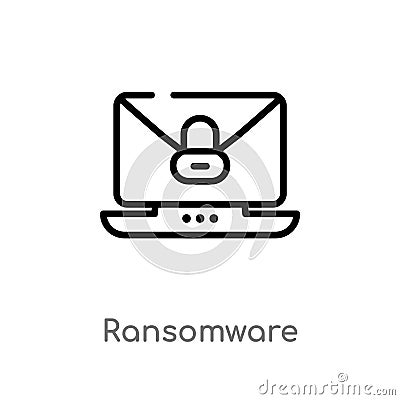 outline ransomware vector icon. isolated black simple line element illustration from cyber concept. editable vector stroke Vector Illustration