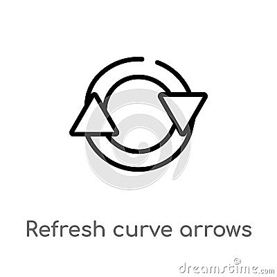 outline refresh curve arrows vector icon. isolated black simple line element illustration from ultimate glyphicons concept. Vector Illustration