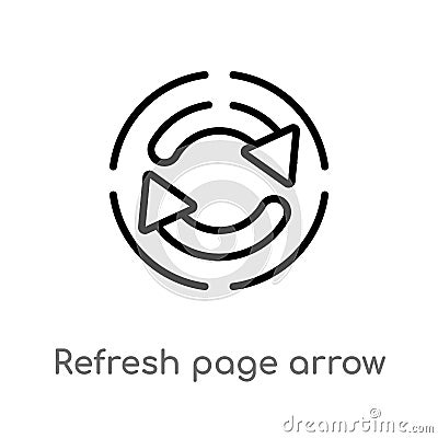 outline refresh page arrow button vector icon. isolated black simple line element illustration from user interface concept. Vector Illustration