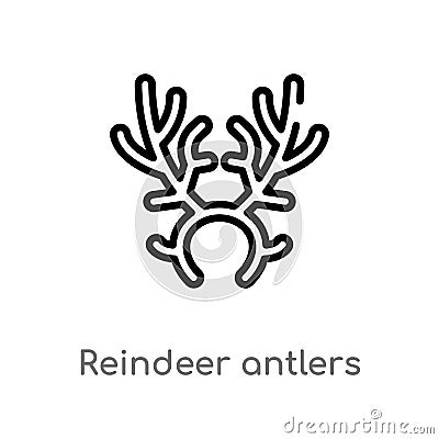 outline reindeer antlers vector icon. isolated black simple line element illustration from christmas concept. editable vector Vector Illustration